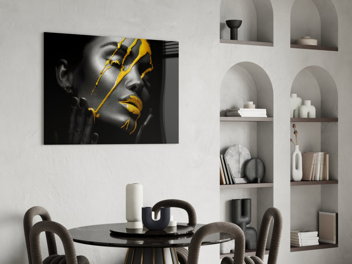 Yellow Paint Glass Wall Art