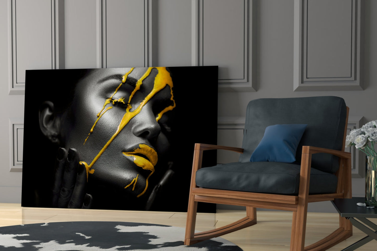 Yellow Paint Glass Wall Art