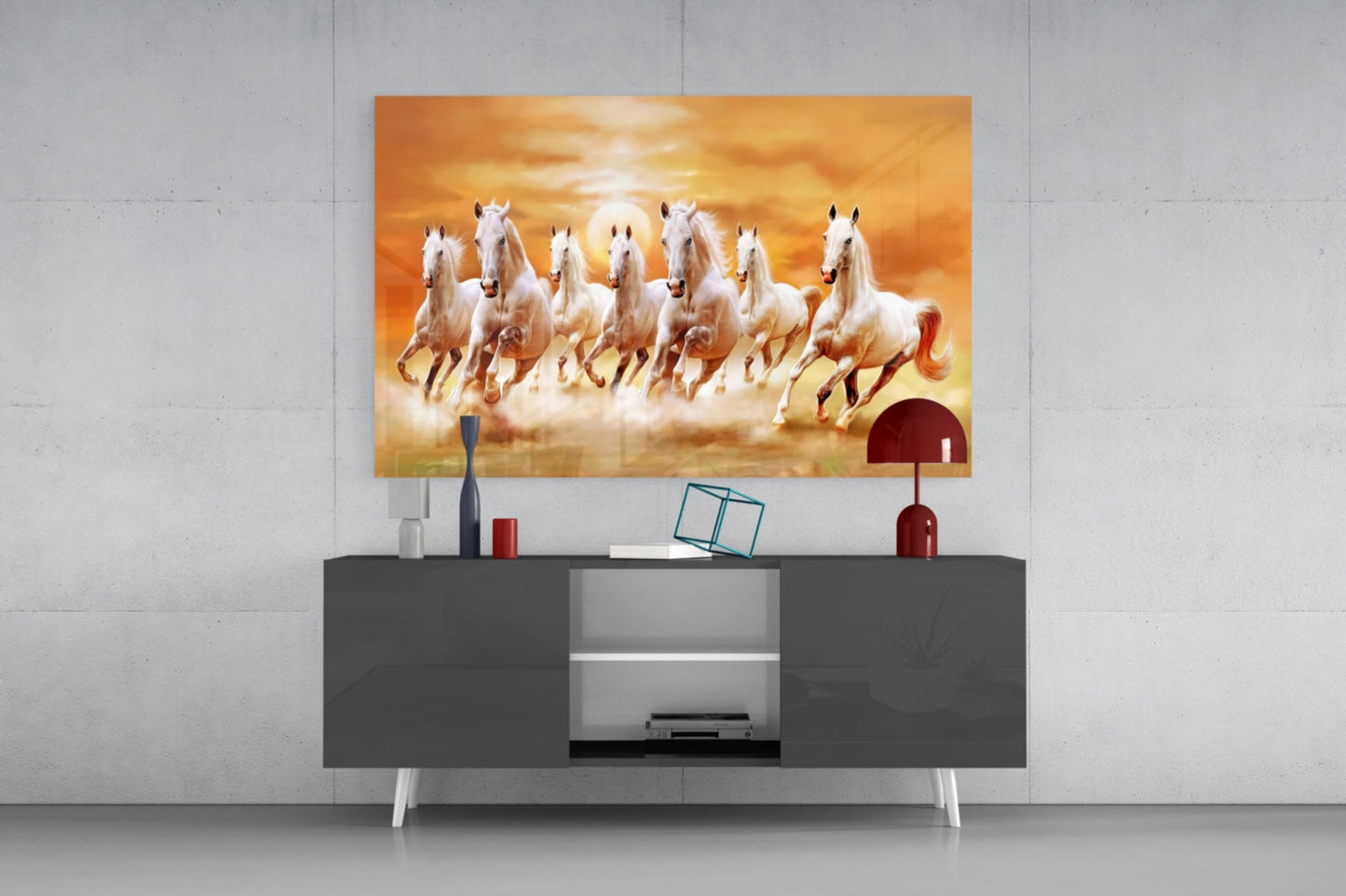 Running Horses Glass Wall Art