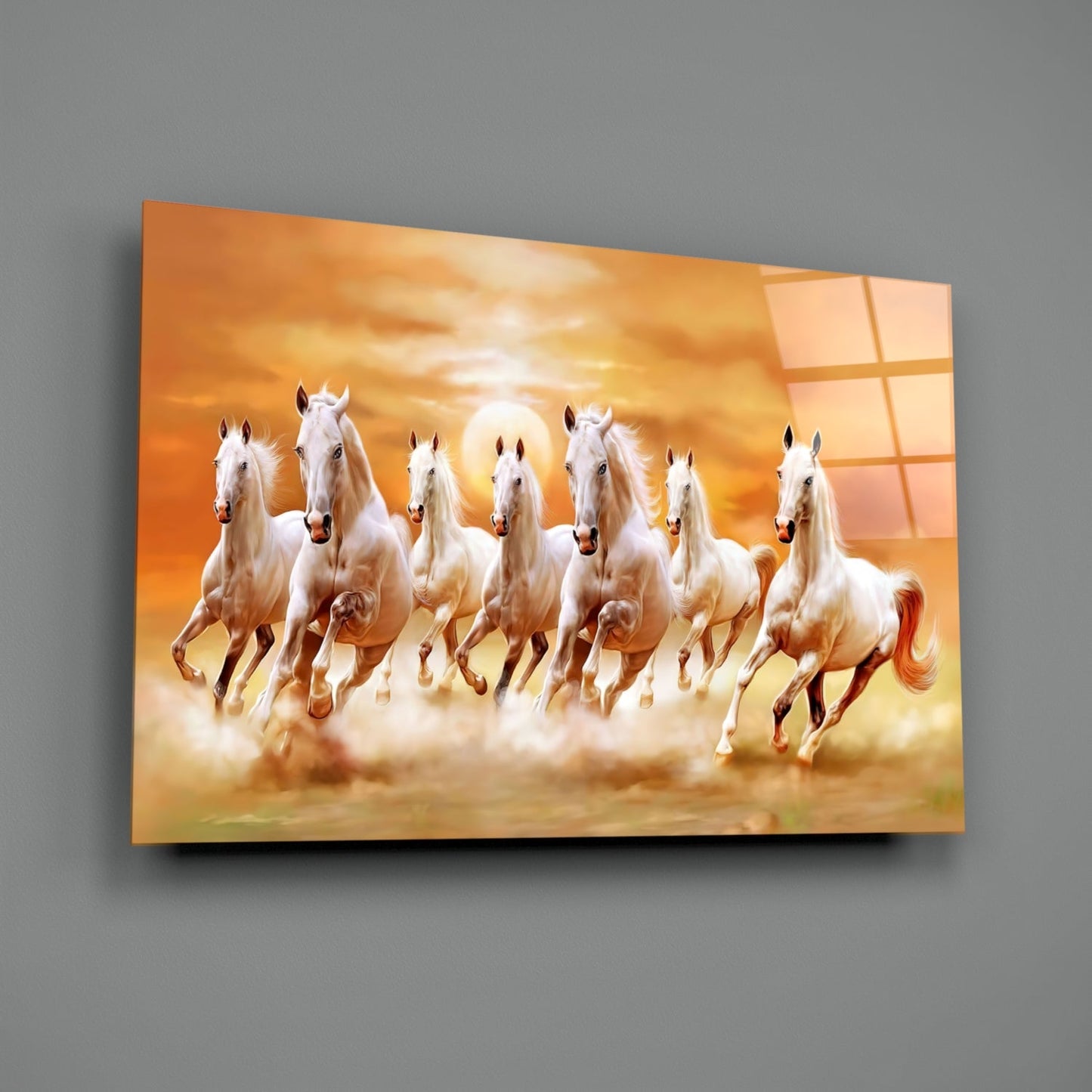 Running Horses Glass Wall Art