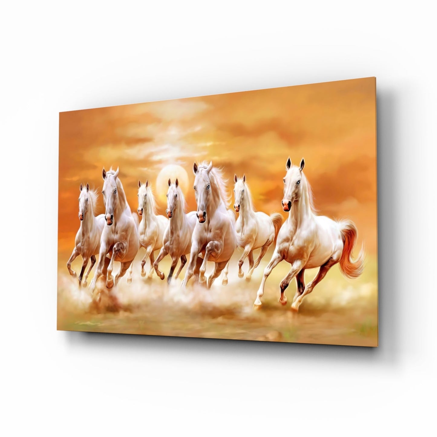 Running Horses Glass Wall Art