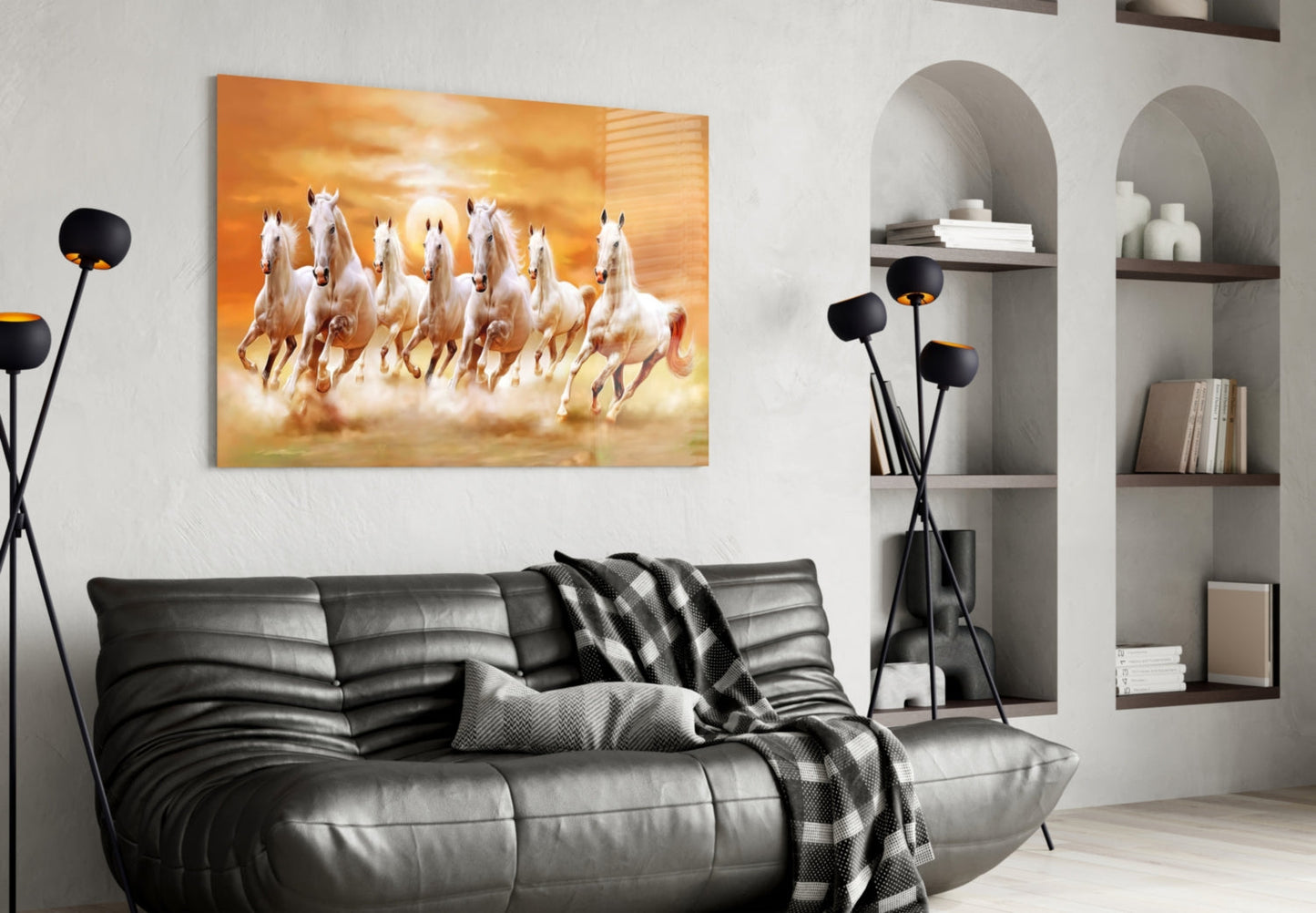 Running Horses Glass Wall Art
