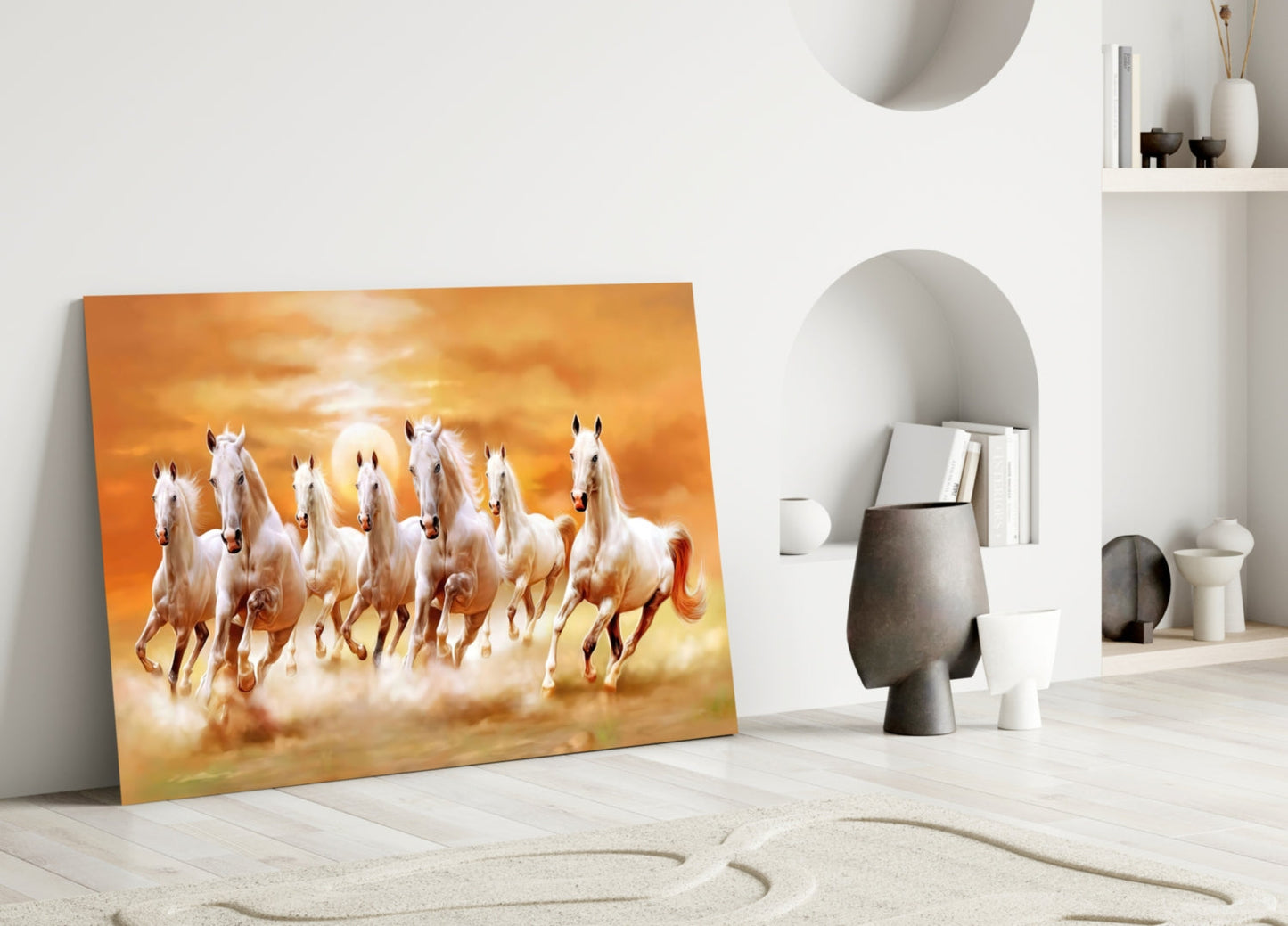Running Horses Glass Wall Art