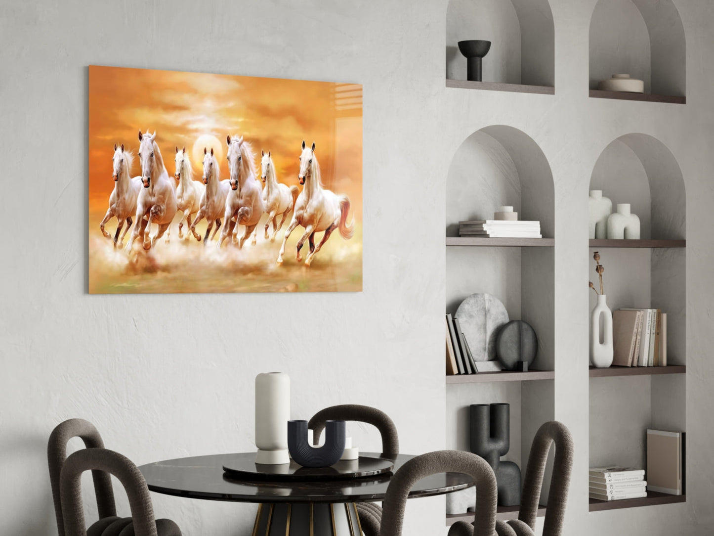 Running Horses Glass Wall Art