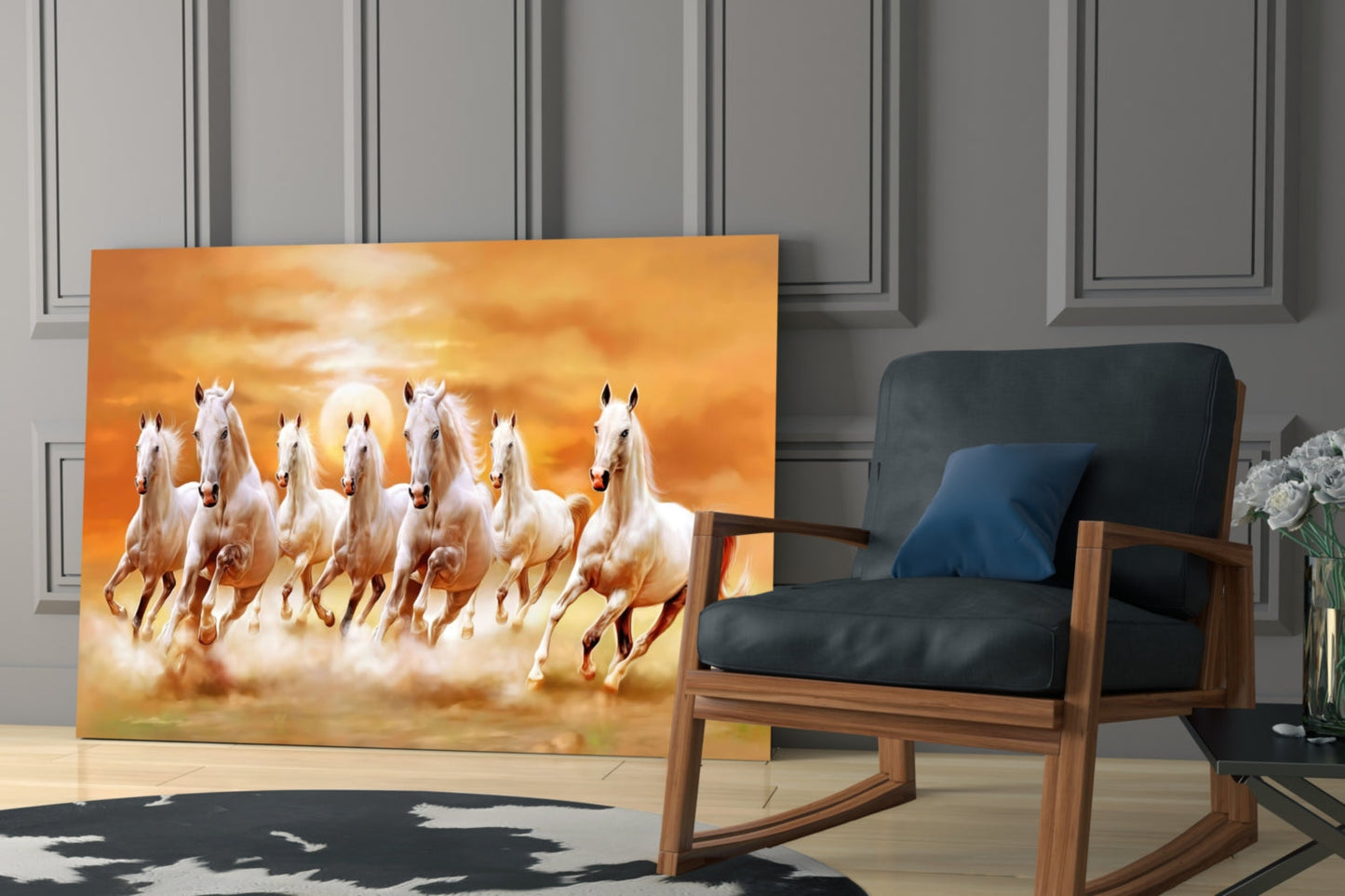Running Horses Glass Wall Art
