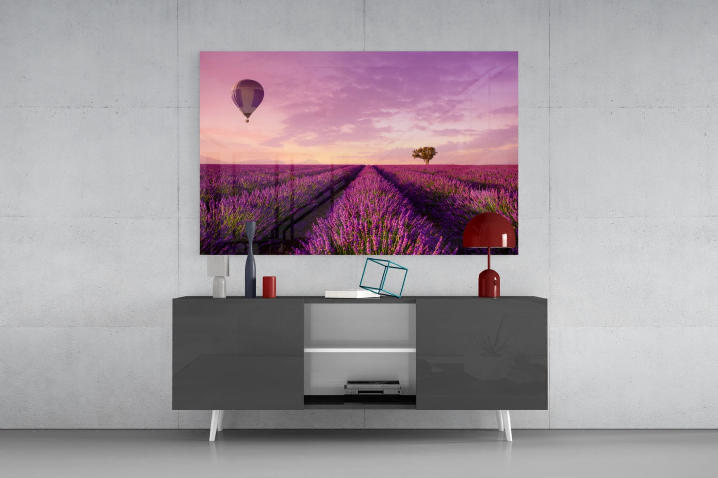 Lavender Fields Glass Wall Art