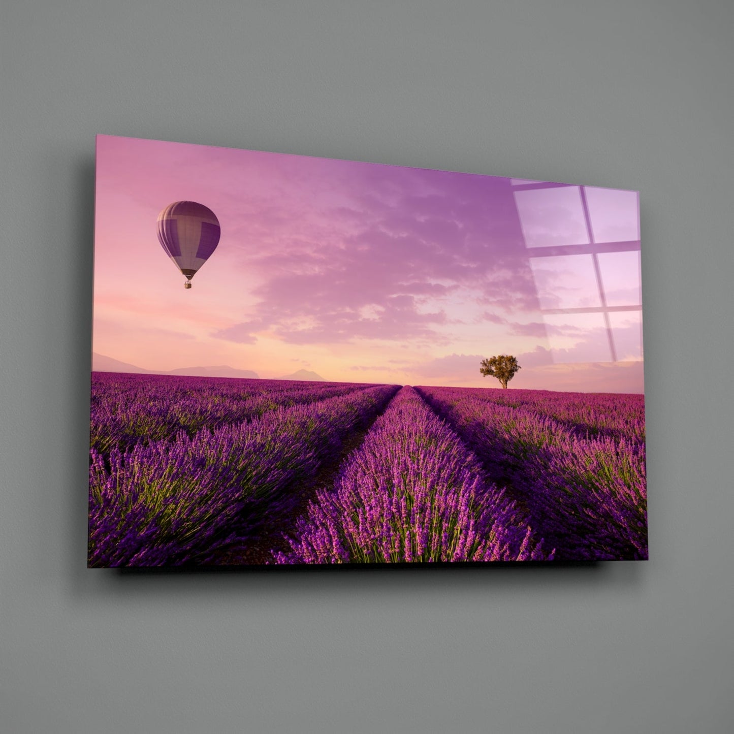 Lavender Fields Glass Wall Art