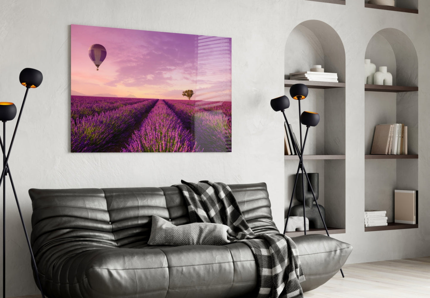 Lavender Fields Glass Wall Art