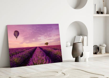 Lavender Fields Glass Wall Art