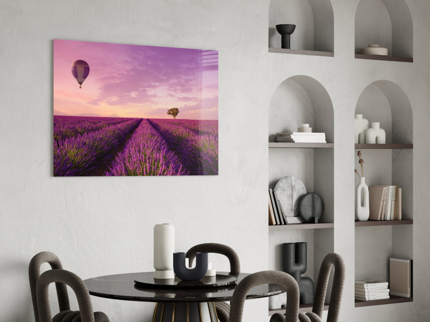 Lavender Fields Glass Wall Art
