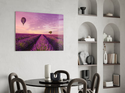 Lavender Fields Glass Wall Art