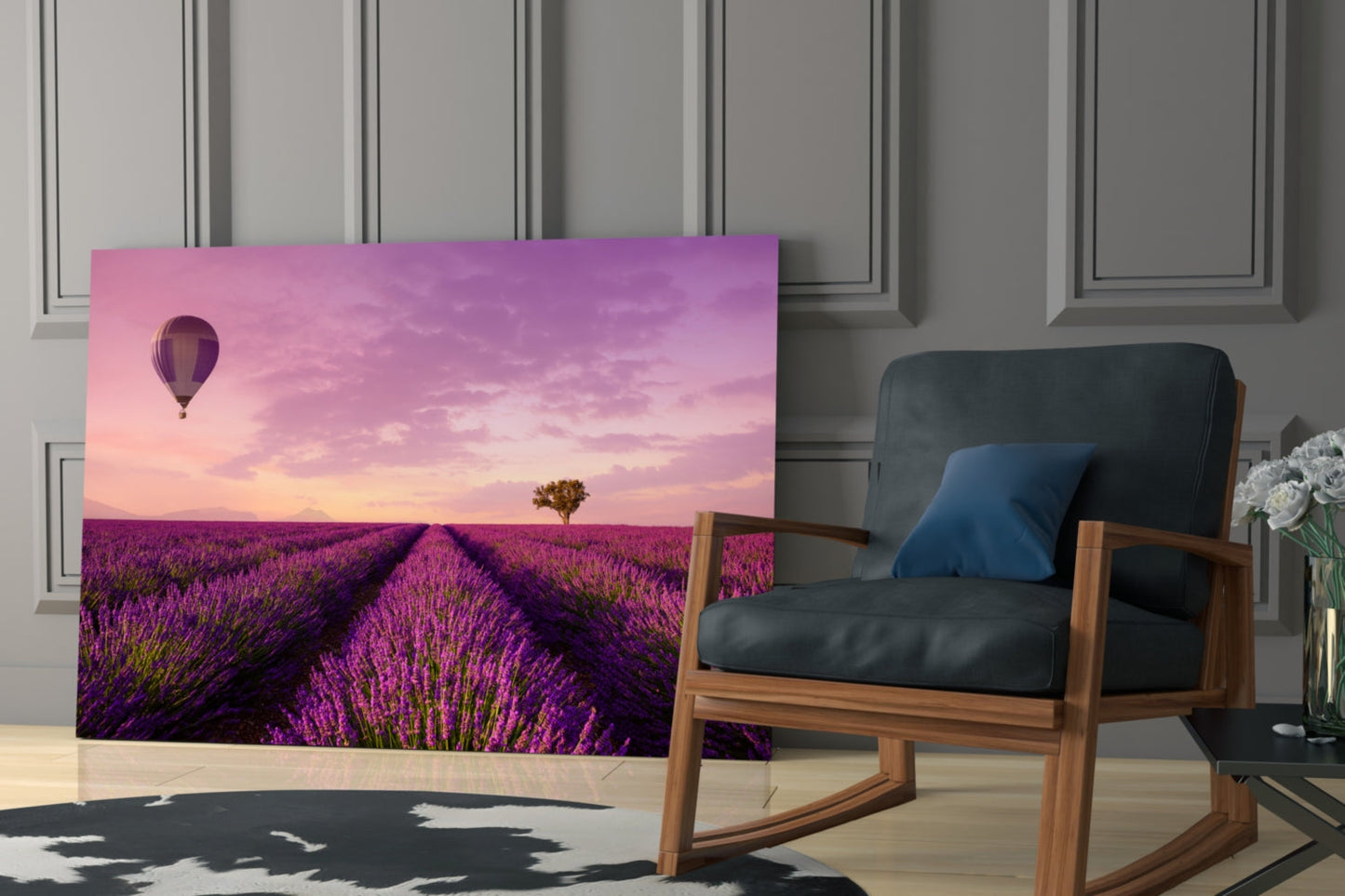 Lavender Fields Glass Wall Art