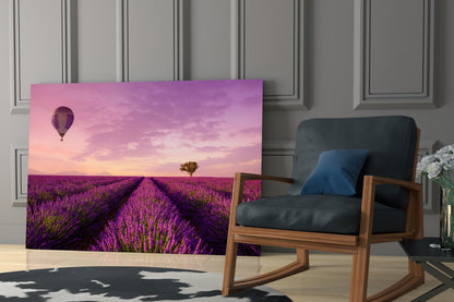 Lavender Fields Glass Wall Art