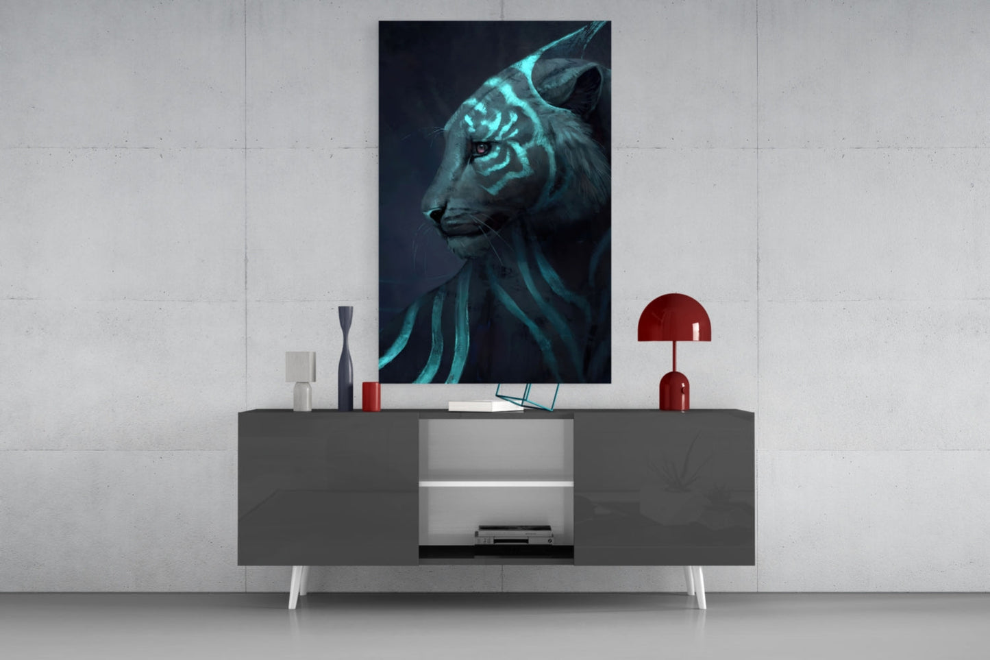 Neon Tiger Glass Wall Art