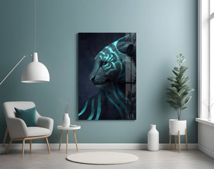 Neon Tiger Glass Wall Art