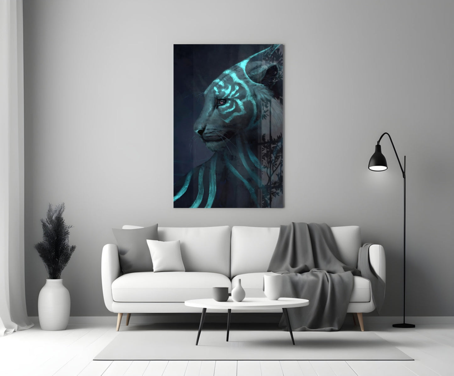 Neon Tiger Glass Wall Art