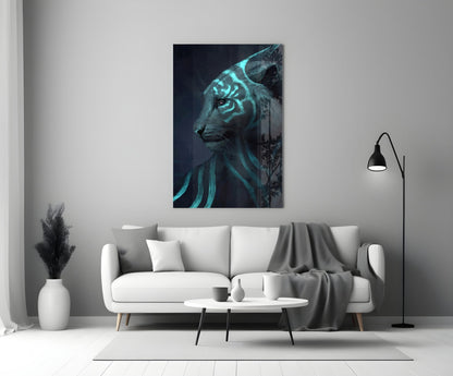 Neon Tiger Glass Wall Art