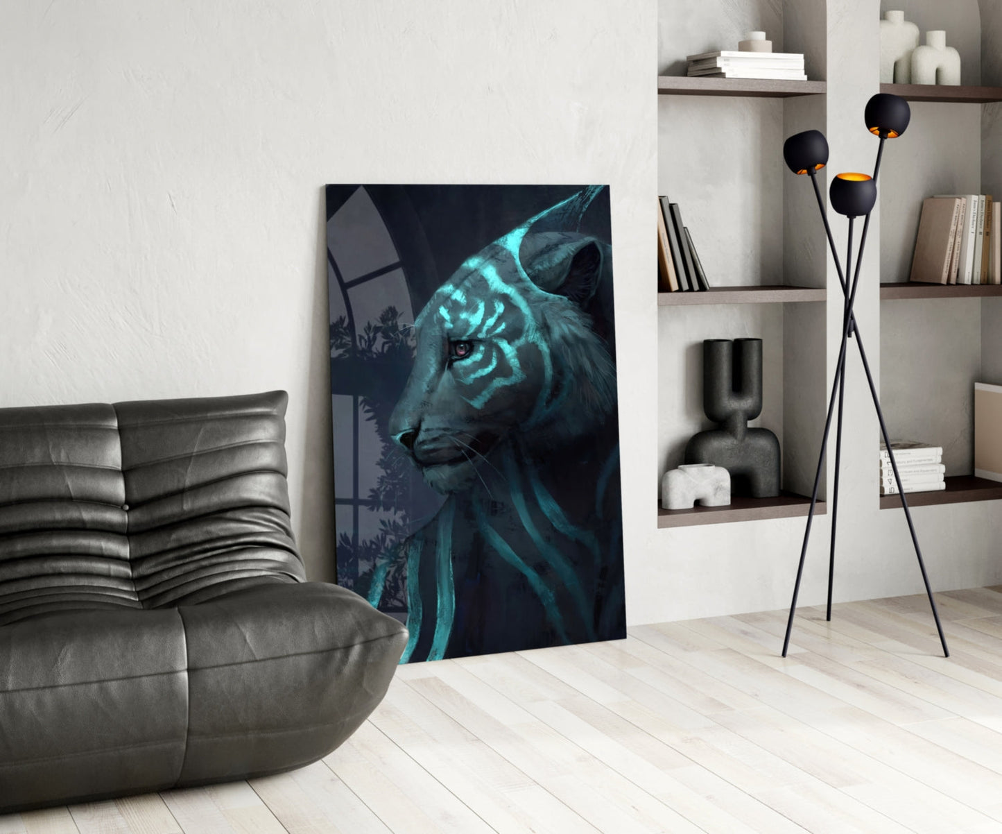 Neon Tiger Glass Wall Art