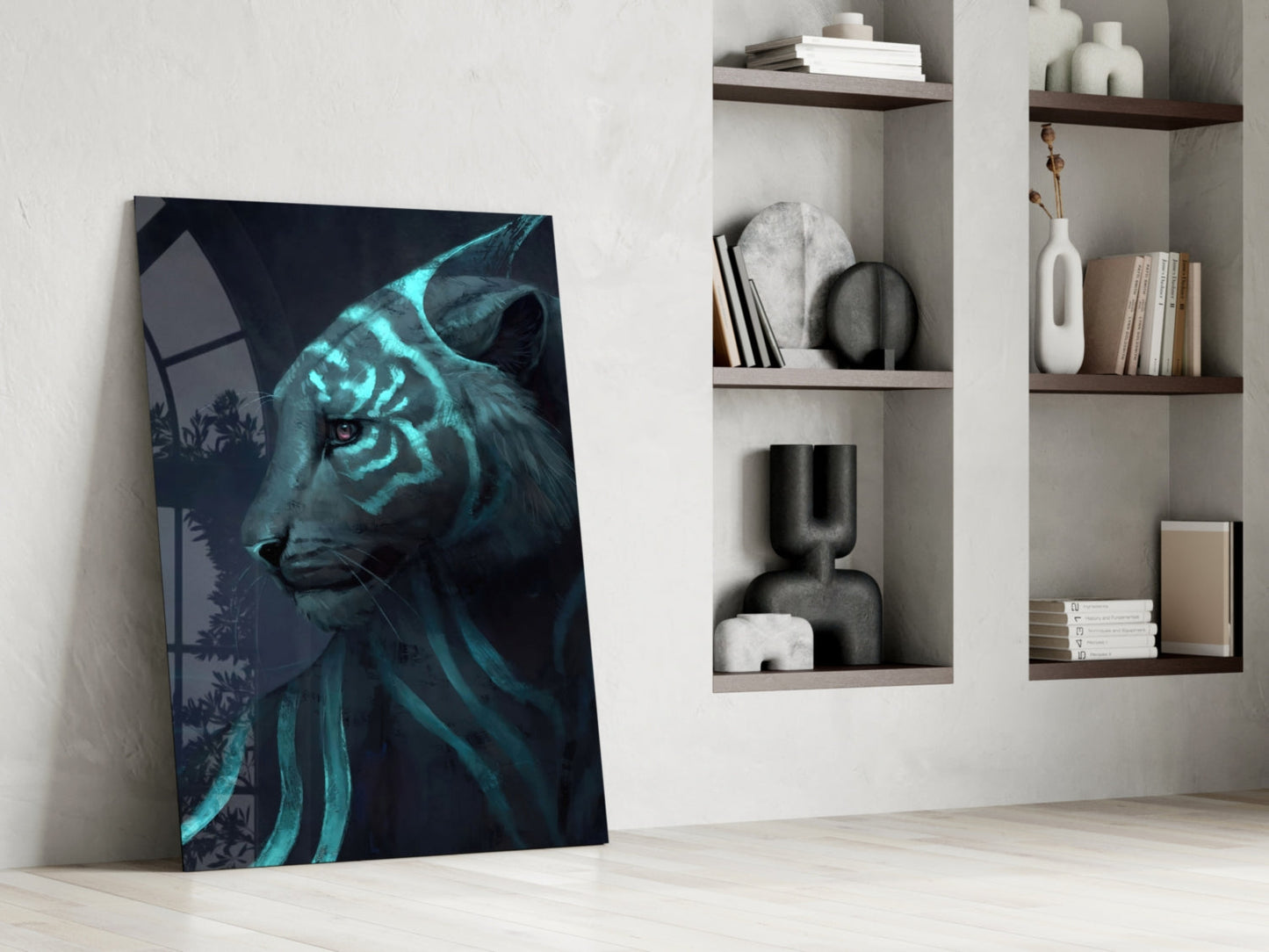 Neon Tiger Glass Wall Art