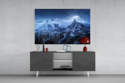 Imposing Mountains Glass Wall Art