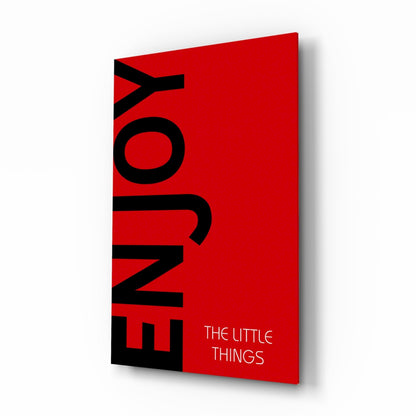 Enjoy The Little Things Crimson Glass Wall Art