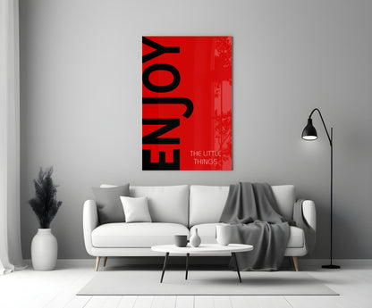 Enjoy The Little Things Crimson Glass Wall Art