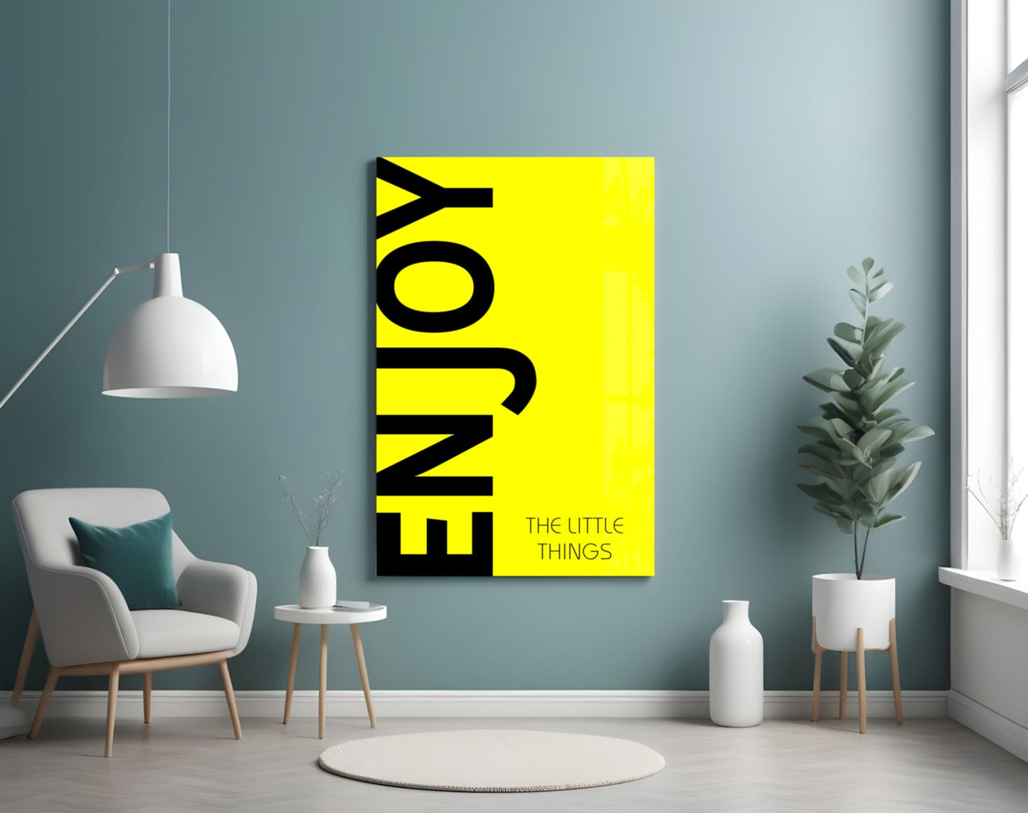 Enjoy The Little Things Marigold Glass Wall Art