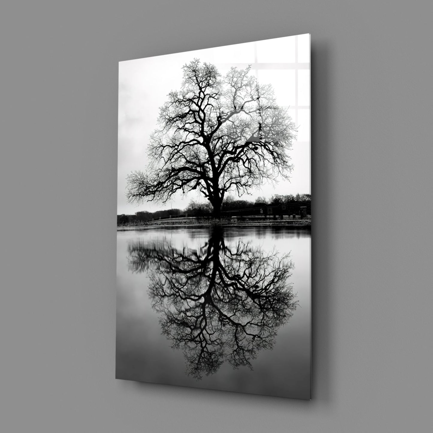 Bare Tree Reflection Glass Wall Art