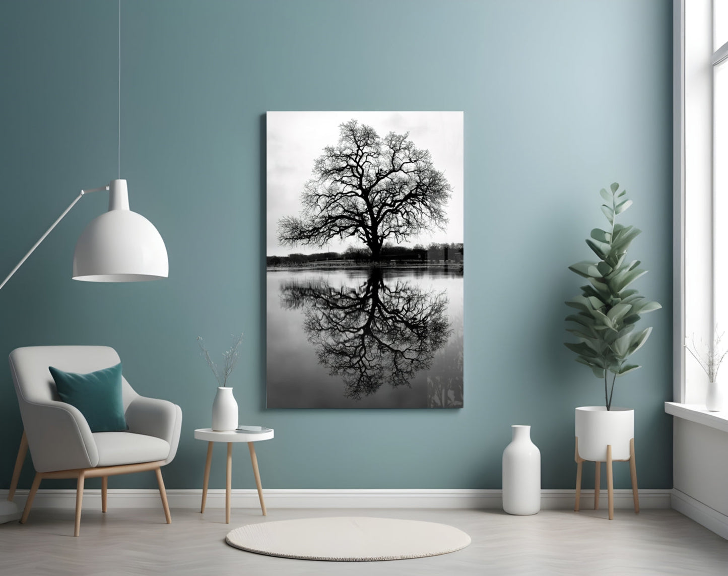 Bare Tree Reflection Glass Wall Art