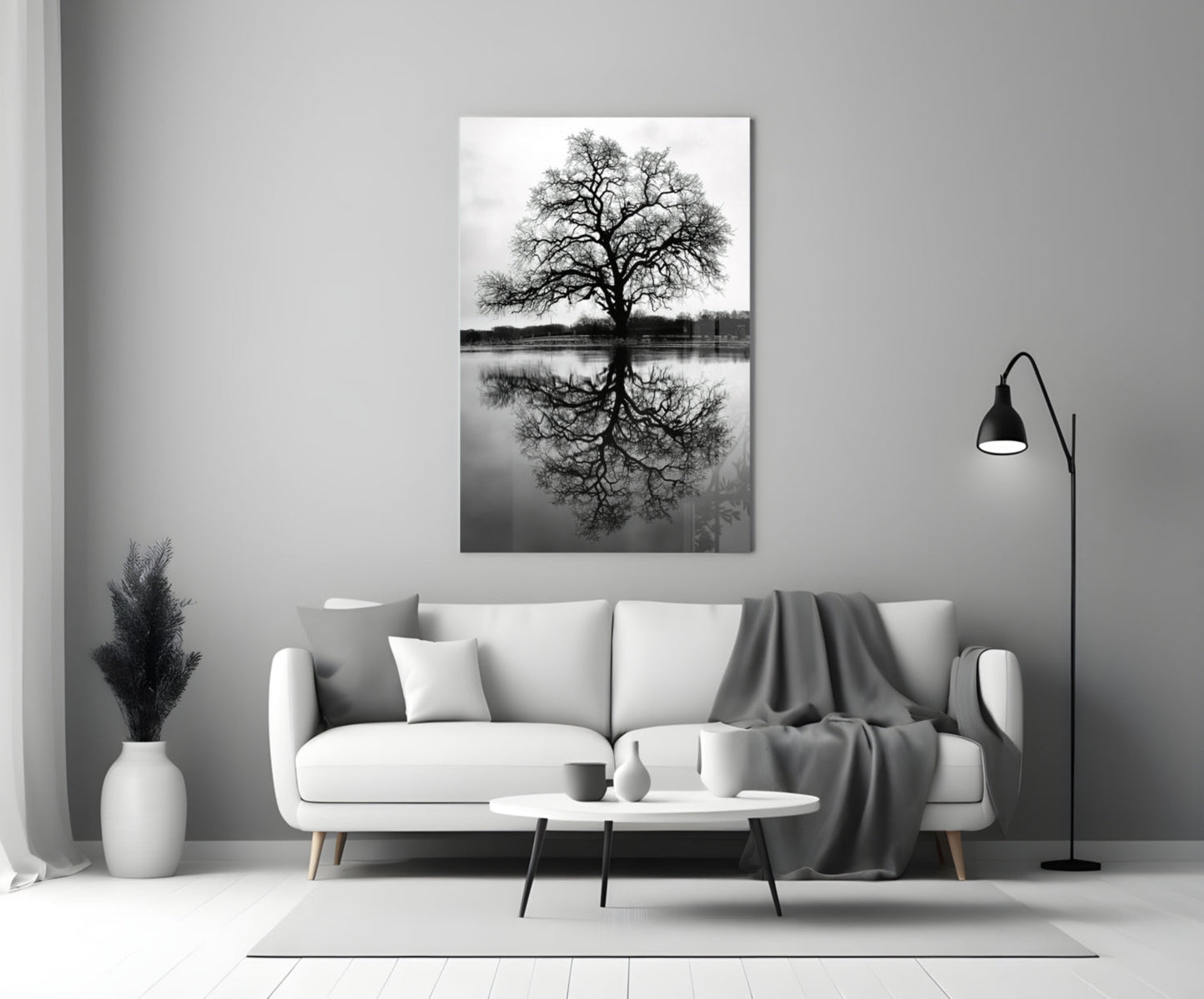 Bare Tree Reflection Glass Wall Art