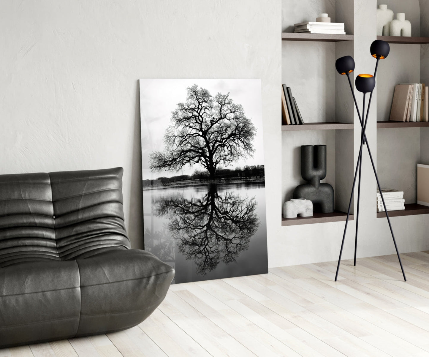 Bare Tree Reflection Glass Wall Art