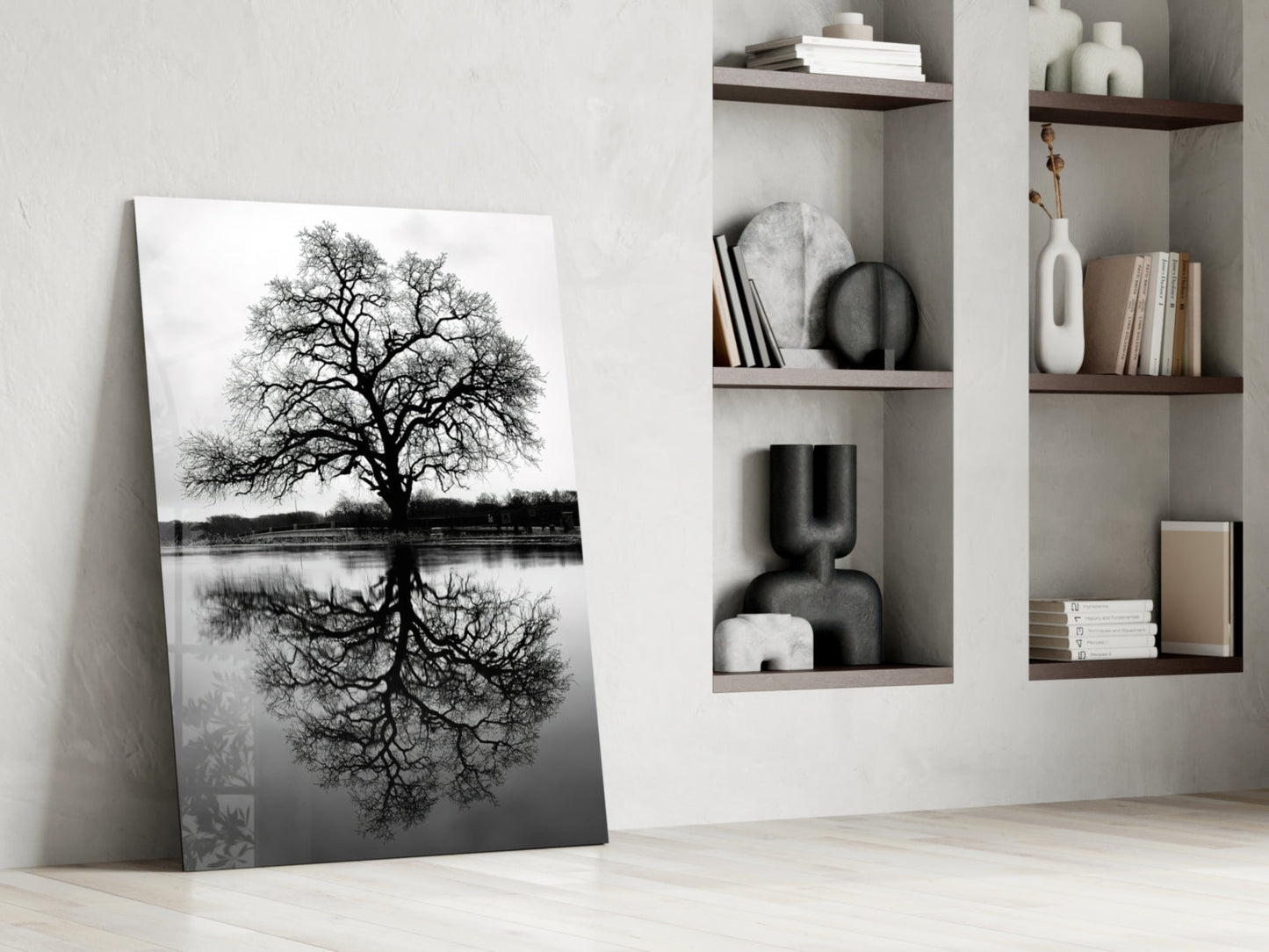 Bare Tree Reflection Glass Wall Art