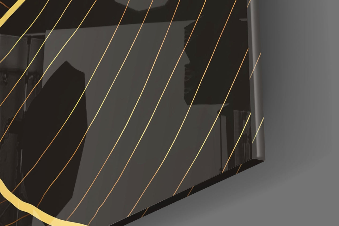 Moon Over Mountains Gold Line Glass Wall Art