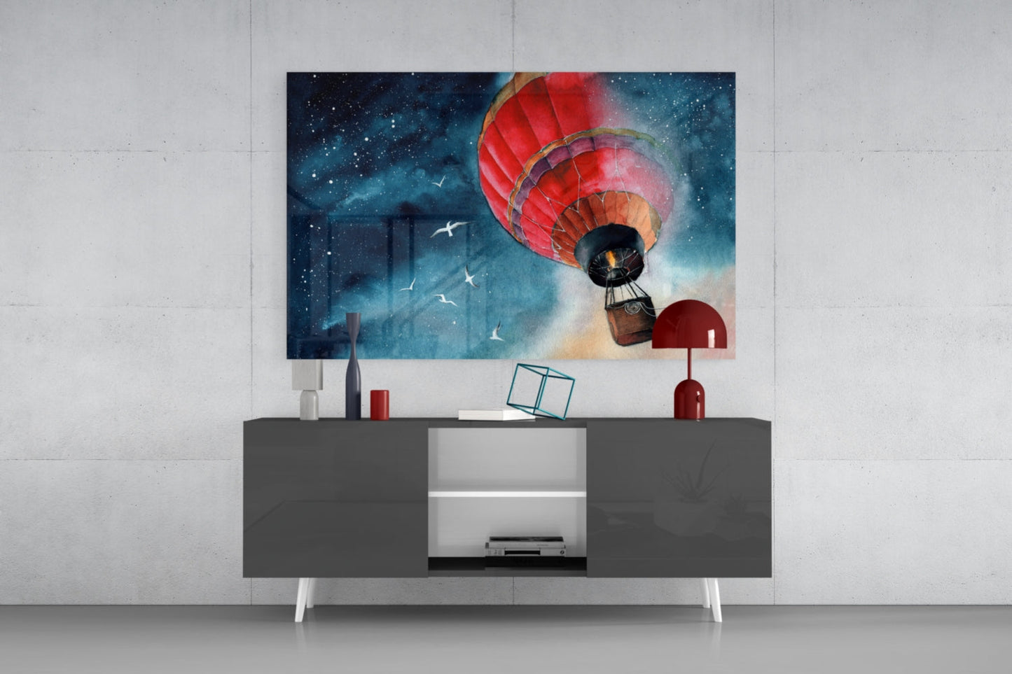 Balloon to the Moon Glass Wall Art