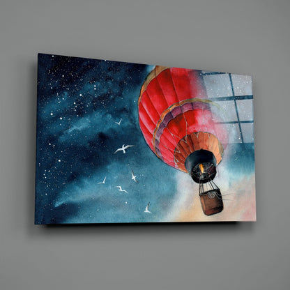 Balloon to the Moon Glass Wall Art
