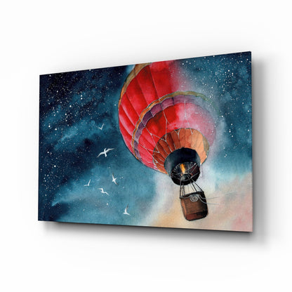 Balloon to the Moon Glass Wall Art