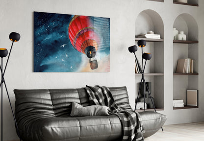 Balloon to the Moon Glass Wall Art