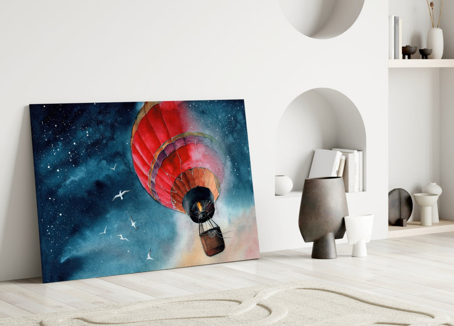 Balloon to the Moon Glass Wall Art