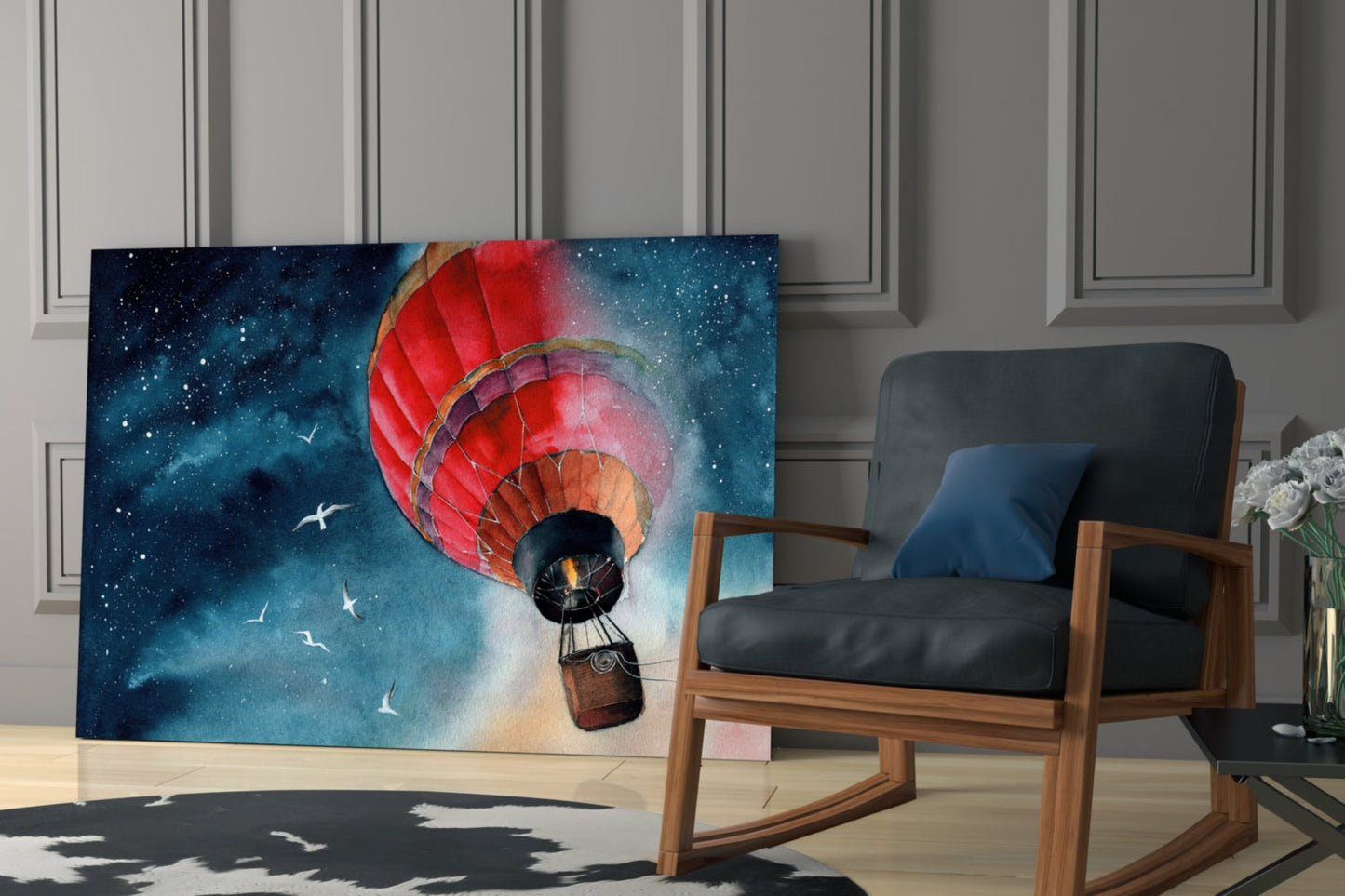 Balloon to the Moon Glass Wall Art