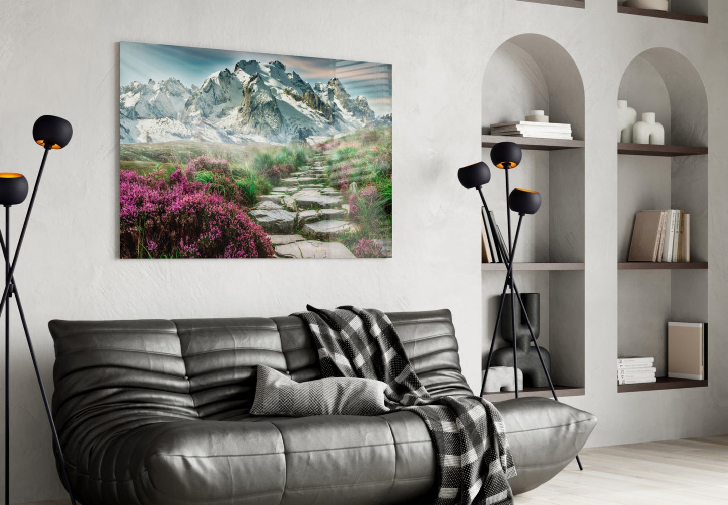 Footpath to the Mountains Glass Wall Art, Heather Meadow Landscape