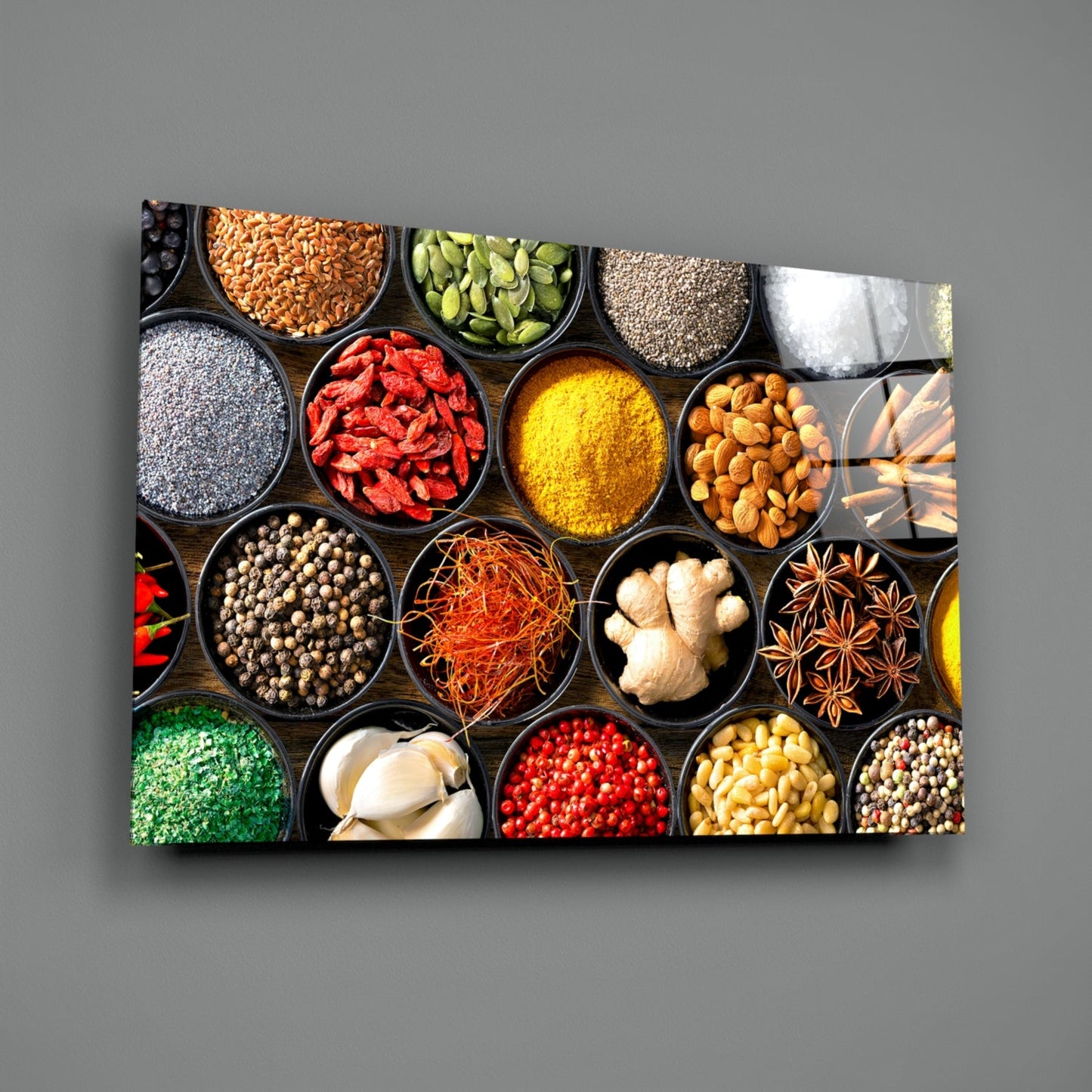 Rainbow Spice Bowls Glass Wall Art