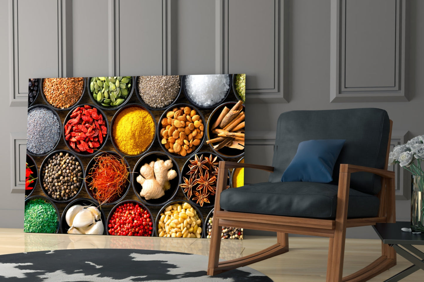 Rainbow Spice Bowls Glass Wall Art