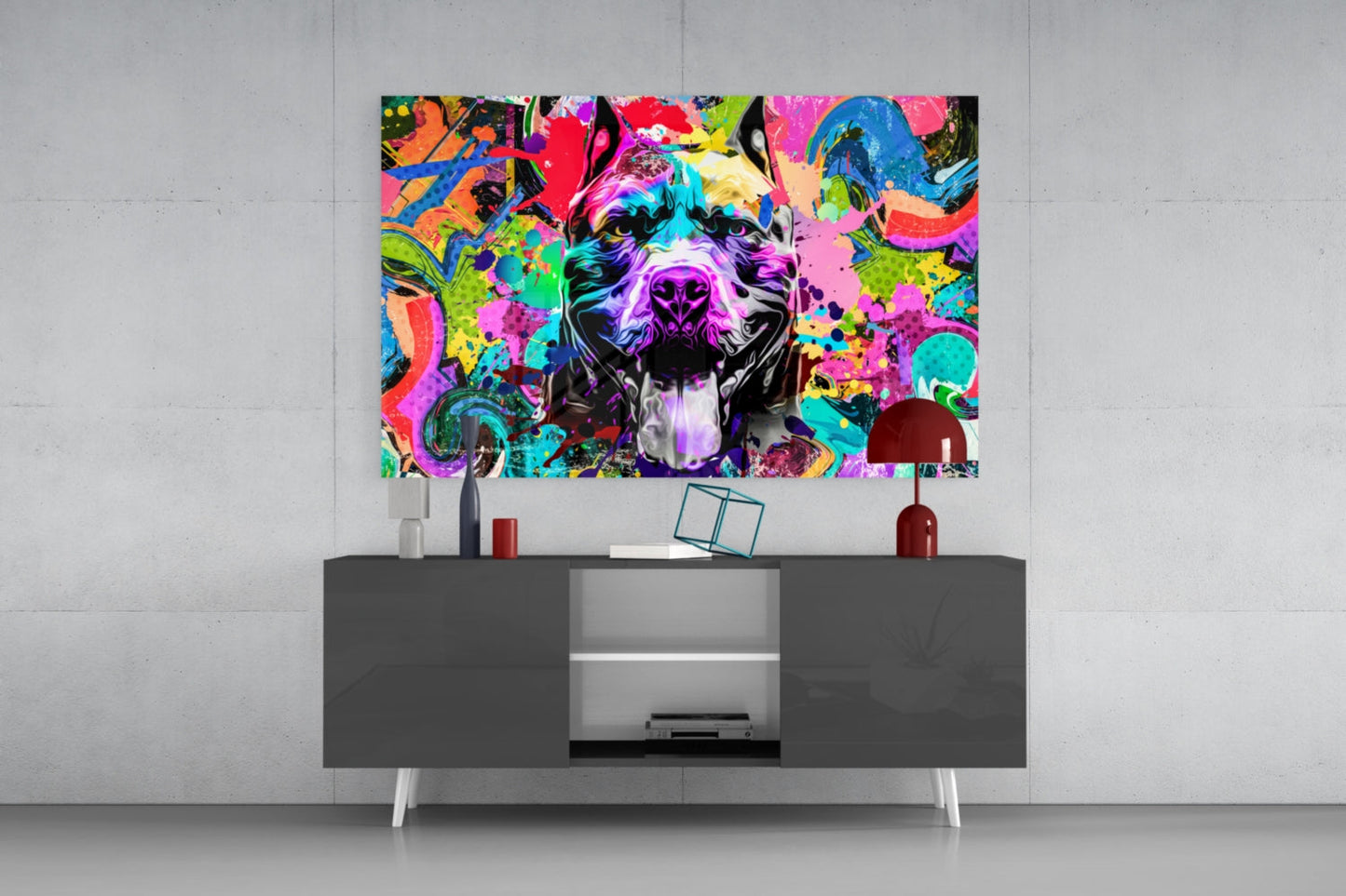 Pitbull Pop Art Glass Wall Art