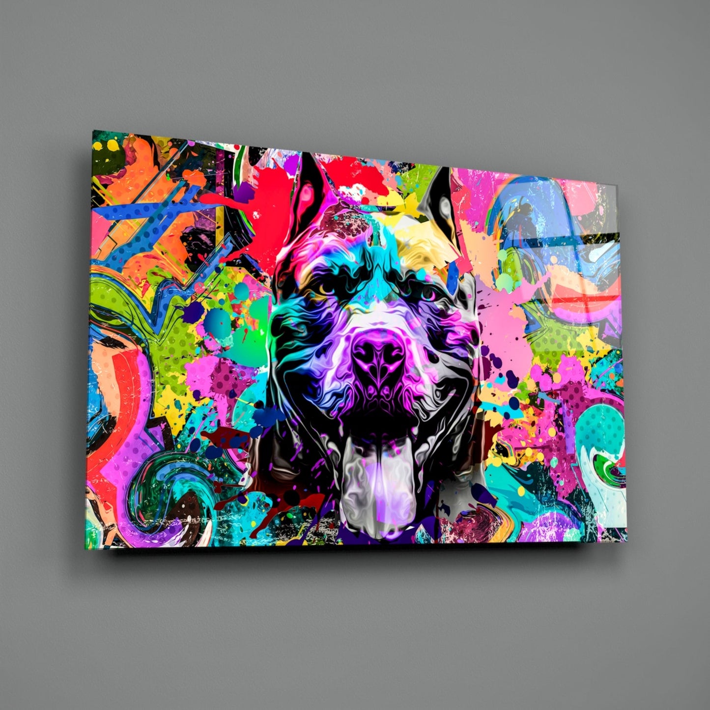 Pitbull Pop Art Glass Wall Art