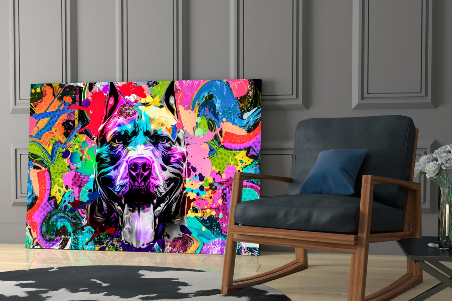 Pitbull Pop Art Glass Wall Art
