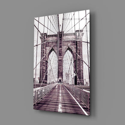 Brooklyn Bridge Mauve Glass Wall Art