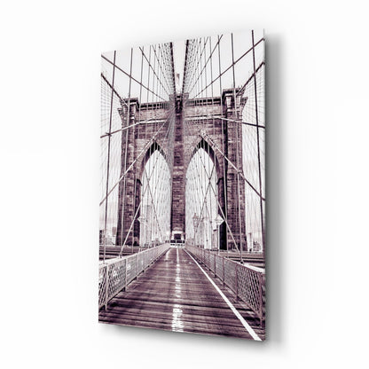 Brooklyn Bridge Mauve Glass Wall Art