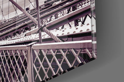Brooklyn Bridge Sepia Cream Glass Wall Art