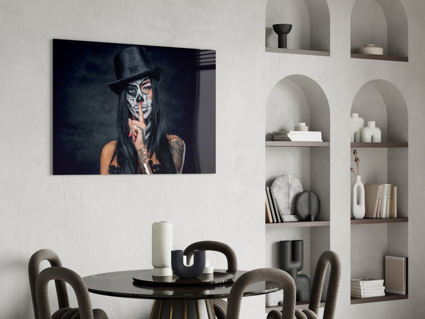 Sugar Skull Hush Portrait Glass Wall Art