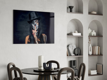 Sugar Skull Hush Portrait Glass Wall Art